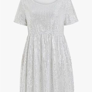 Silver/white sequined mini dress XL